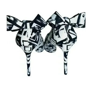 NWOT Neiman Marcus Women's Black Verity Bow Pump Heels Shoes US 8.5M